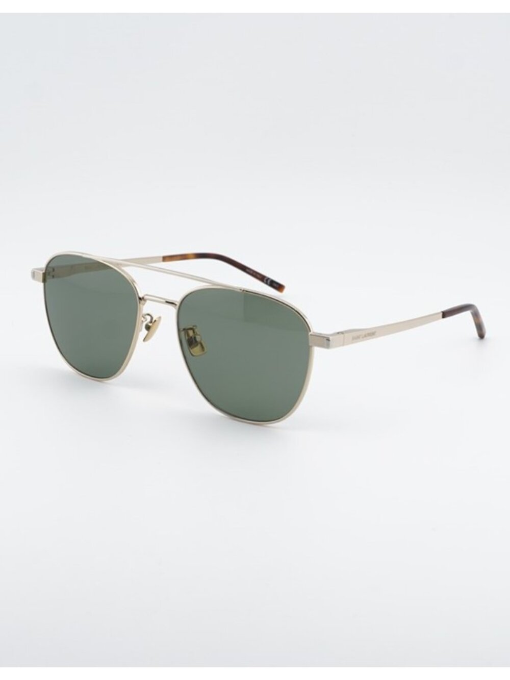 Saint Laurent SL531 011 Sunglasses Gold Aviator Frame, Green Lenses